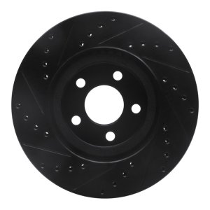Chrysler PT Cruiser Brake Rotor (1) - Front Right - R1 Concepts - Drilled & Slotted - Black - `01-`10